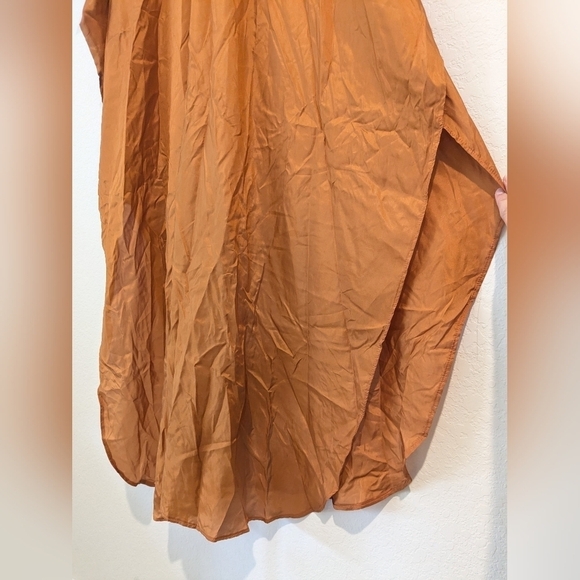 Fanm Djanm Burnt Orange 100% Silk V-Neck Lightweight Kaftan Dress Resortwear - Picture 8 of 12